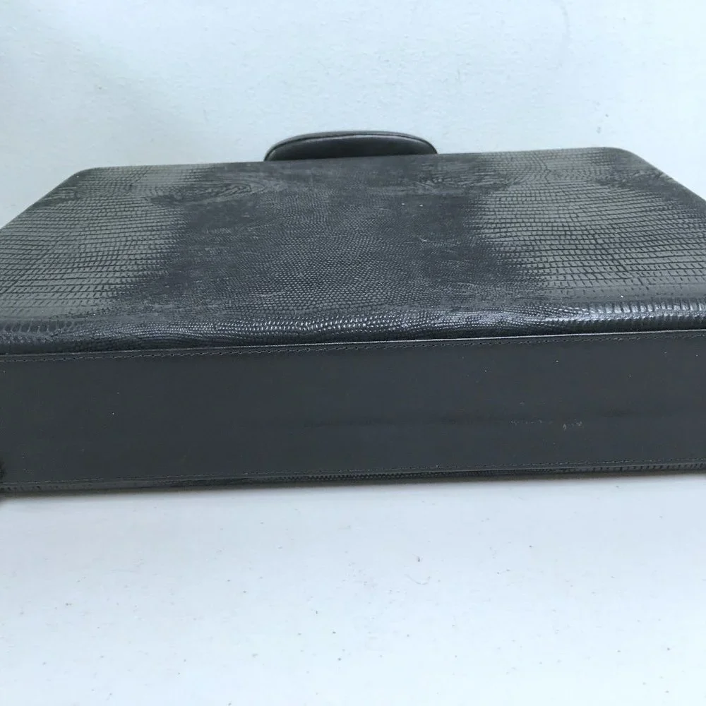 Amniet crocodile belly leather black briefcase attache case New Opus